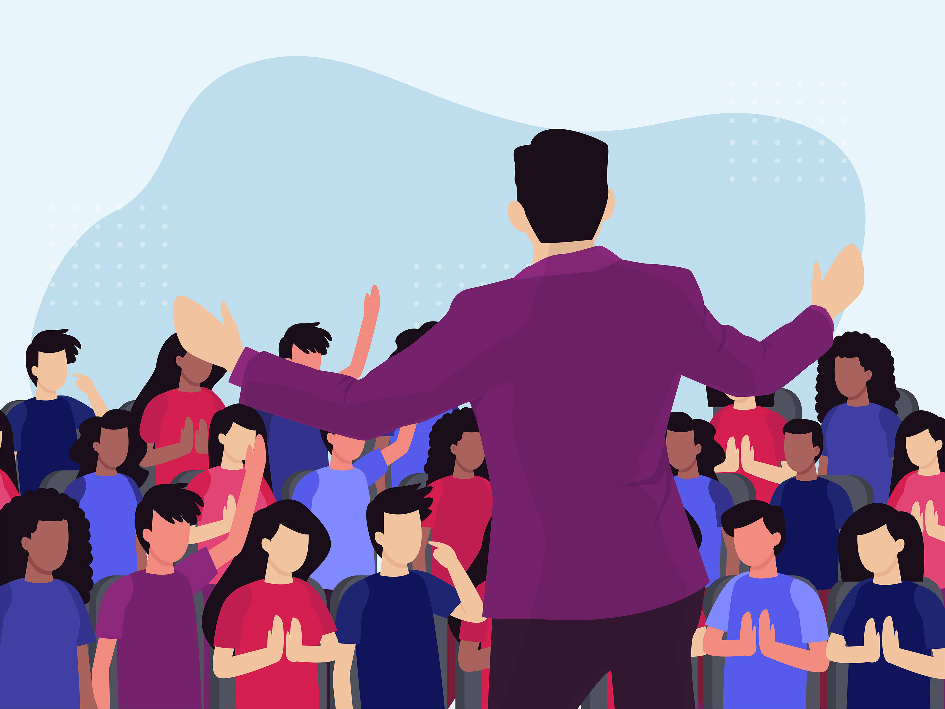 Hình minh họa một diễn giả trước đám đông.