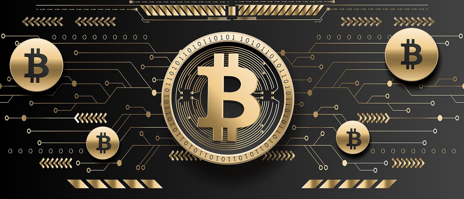 Đồng Bitcoin trên nền đen.