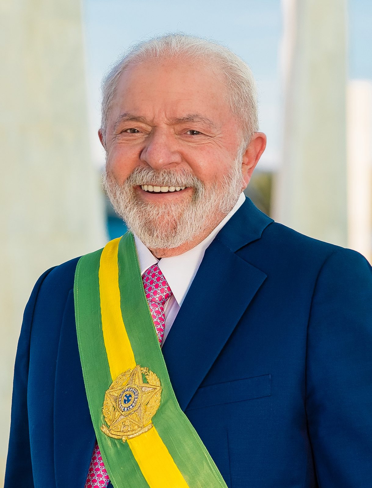 Chân dung chính thức của Tổng Thống Lula, đeo dải băng Tổng Thống Brazil.
